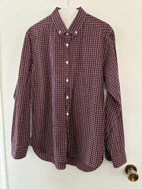 Billy Reid shirt Sz L Fit 1 NEW red small check